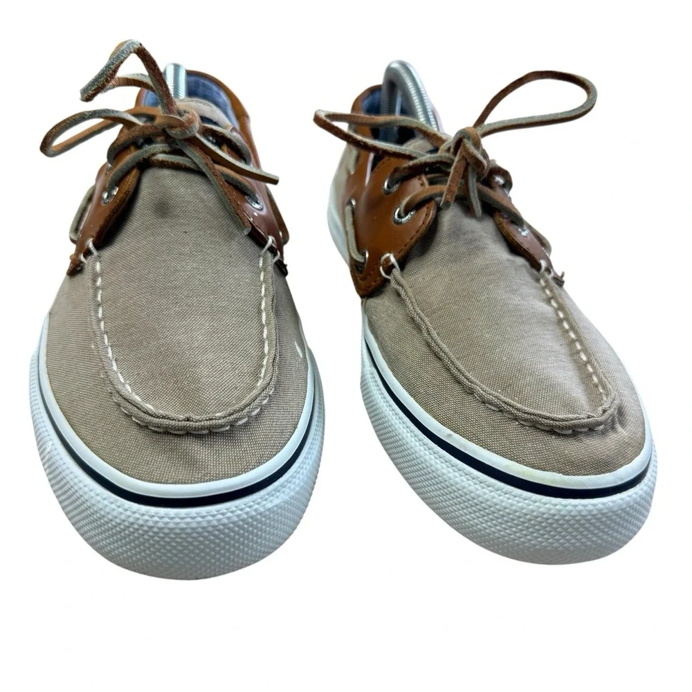 Sperry Top-Sider Bahama STS10642 Canvas Leather Boat Shoes Tan Men's Size 10 M
